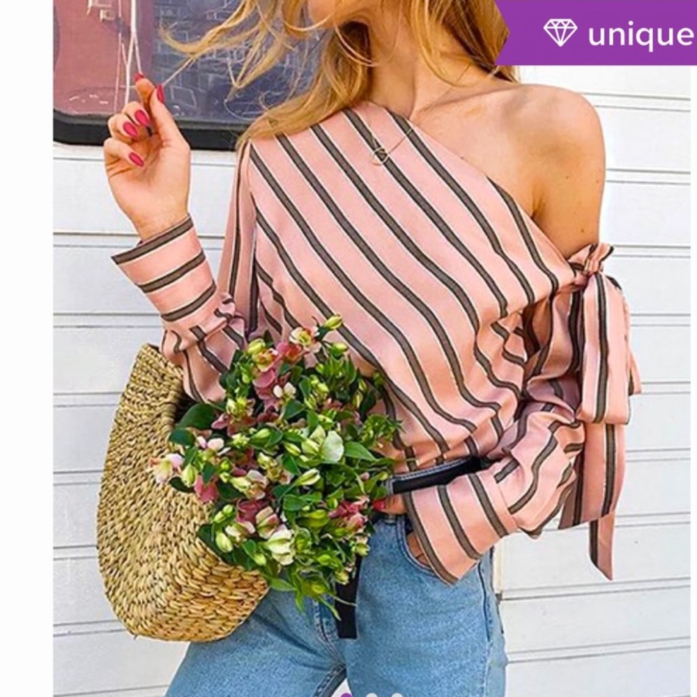 Pink Stripe Asymmetrical Top!